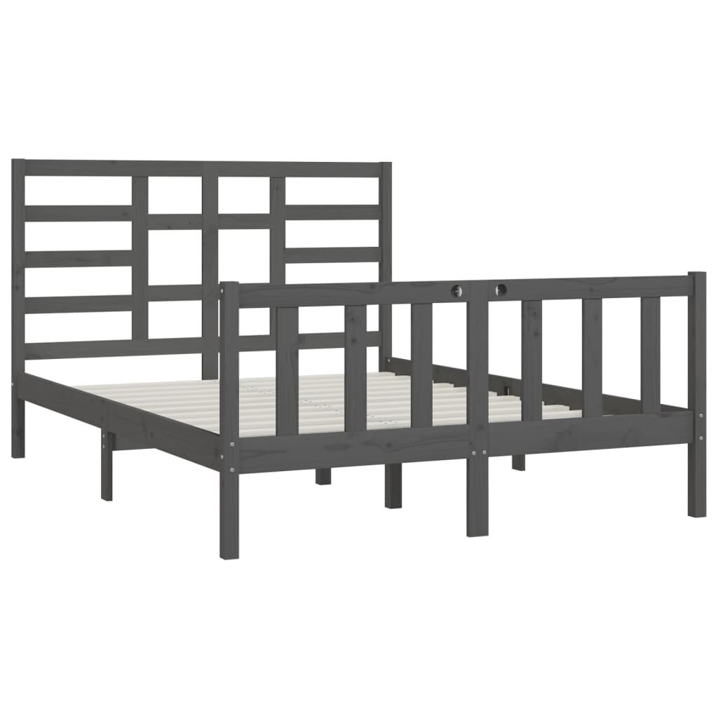 vidaXL Πλαίσιο Κρεβατιού Γκρι 150 x 200 εκ. Μασίφ Ξύλο King Size