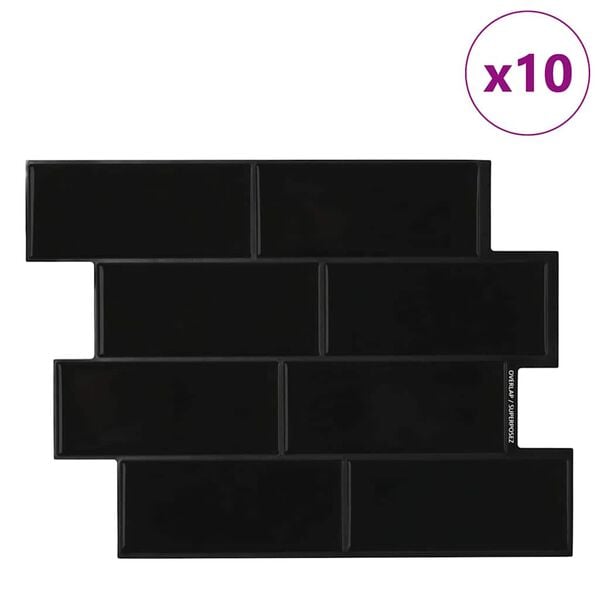vidaXL Πλακάκι Subway 10 pcs Μαύρο 29.4 x 21.4 εκ.