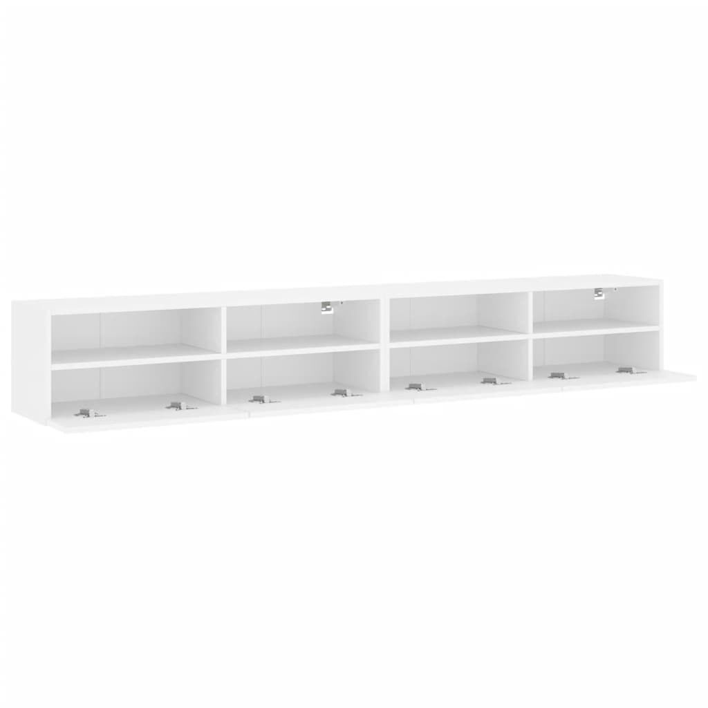 vidaXL Ντουλάπια Τηλεόρασης Τοίχου 2 τεμ. Λευκά 100x30x30εκ Επεξ. Ξύλο