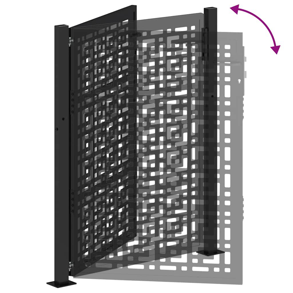 vidaXL Πύλη κήπου Μαύρη 105x130 cm Ατσάλινος σταυρός σχεδιασμού