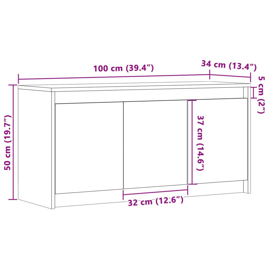 vidaXL Έπιπλο Τηλεόρασης με LED Γκρι Sonoma 100x34x50 εκ. Επεξ. Ξύλο