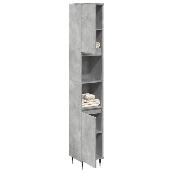 vidaXL Ντουλάπι Μπάνιου Γκρι Σκυροδέματος 30x30x190 εκ. Επεξ. Ξύλο