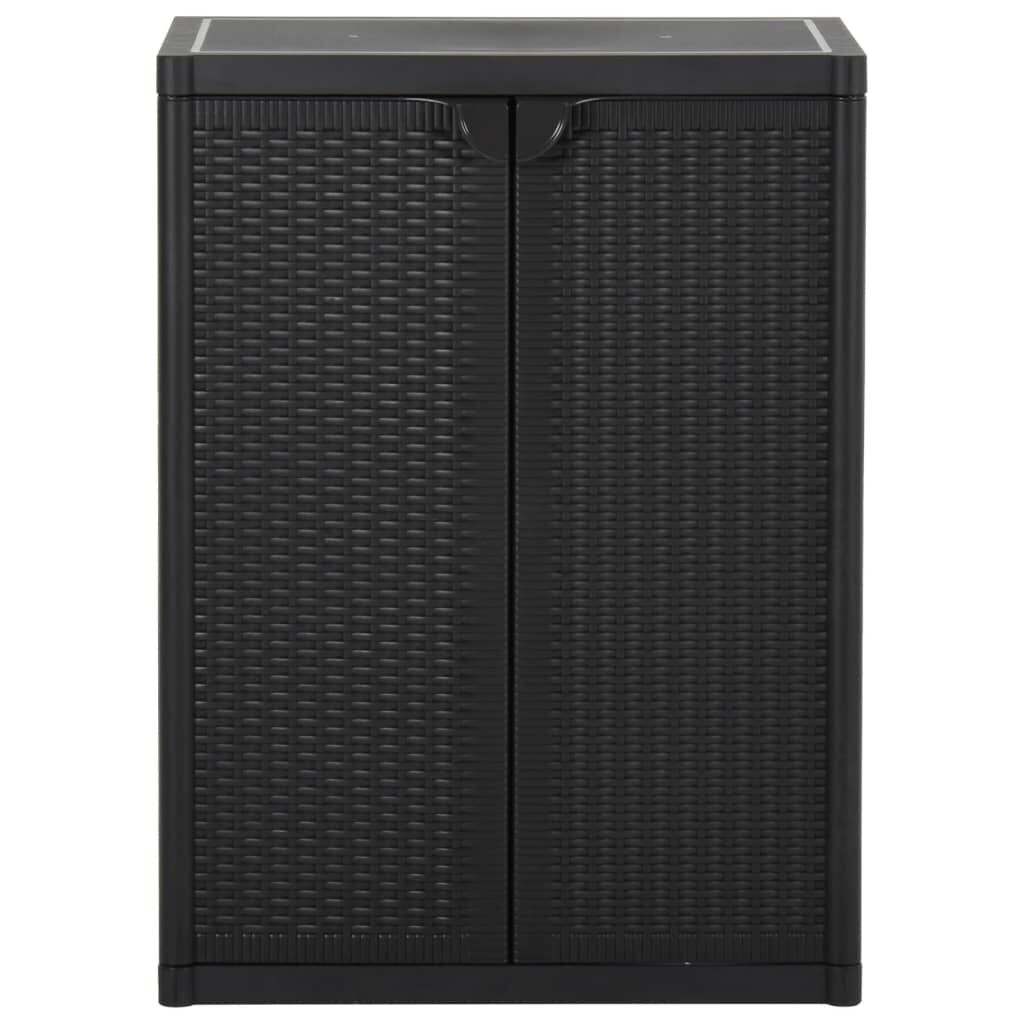 vidaXL Ντουλάπι Αποθήκευσης Κήπου Μαύρο 65x45x88 εκ. από Ρατάν PP