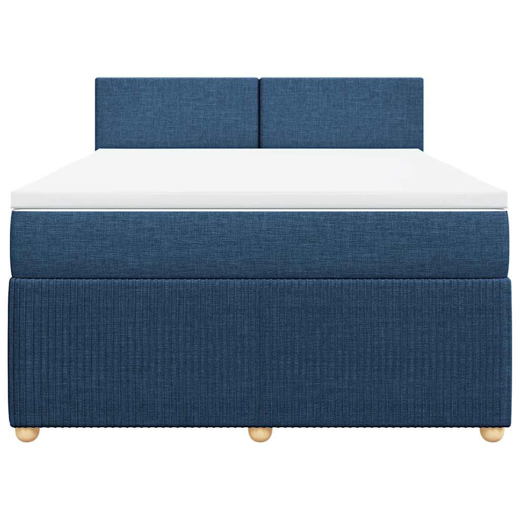 vidaXL Κρεβάτι Boxspring με Στρώμα Μπλε 140x190 εκ. Υφασμάτινο