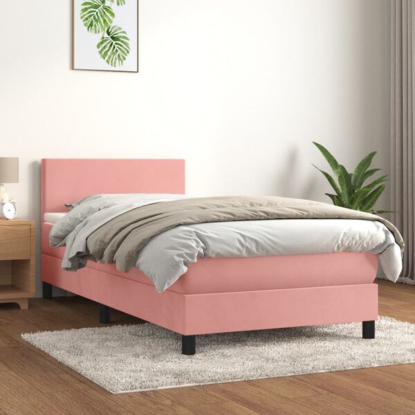 vidaXL &Kappa;&rho;&epsilon;&beta;ά&tau;&iota; Boxspring &mu;&epsilon; &Sigma;&tau;&rho;ώ&mu;&alpha; &Rho;&omicron;&zeta; 90x190 &epsilon;&kappa;. &Beta;&epsilon;&lambda;&omicron;ύ&delta;&iota;&nu;&omicron;