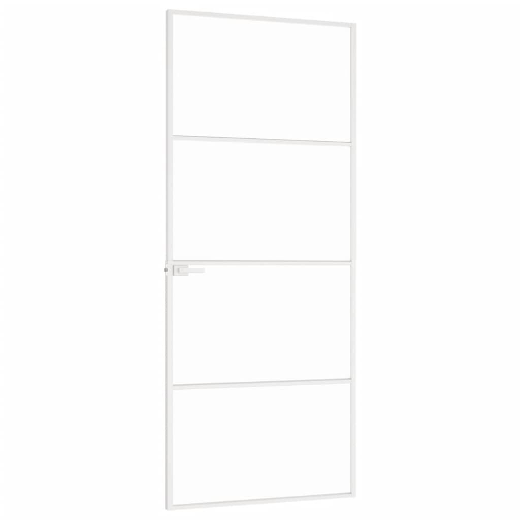 vidaXL Εσωτερική Πόρτα Λευκή 83x201,5 εκ. Ψημένο Γυαλί&Λεπτό Αλουμίνιο