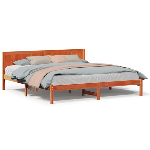 vidaXL Σκελετός Κρεβατιού Καφέ 200 x 200 cm Μασίφ ξύλο πεύκου