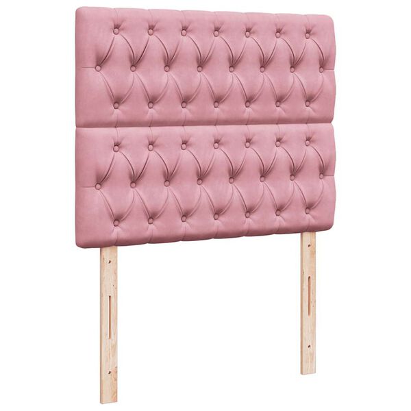 vidaXL Κρεβάτι Boxspring με Στρώμα Ροζ 120x190 εκ. Βελούδινο