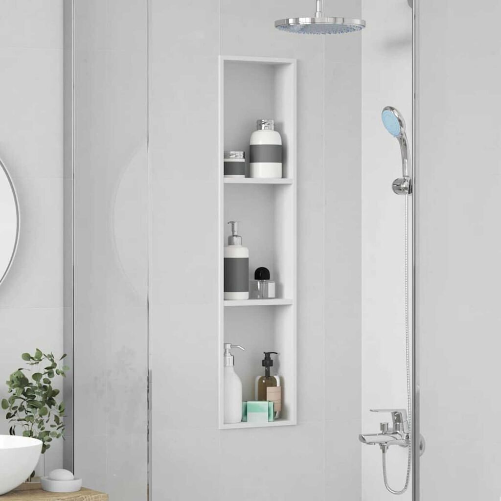 vidaXL Νίτσα Μπάνιου Λευκό 90 x 20 x 9.5 εκ Ανοξείδωτο ατσάλι