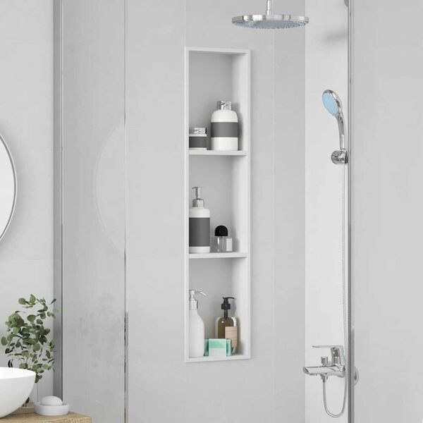 vidaXL Νίτσα Μπάνιου Λευκό 90 x 20 x 9.5 εκ Ανοξείδωτο ατσάλι