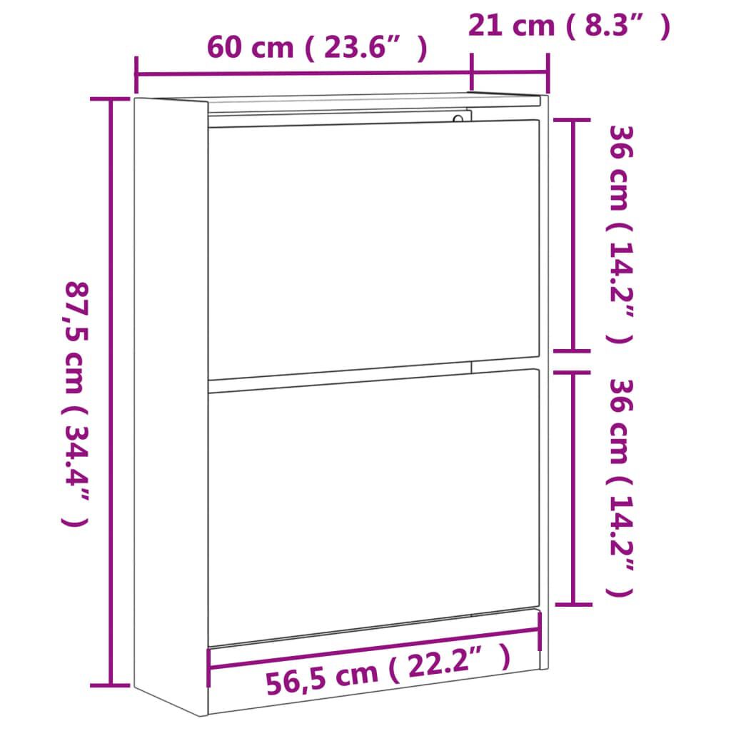 vidaXL Παπουτσοθήκη Sonoma Δρυς 60x21x87,5 εκ. από Επεξεργασμένο Ξύλο