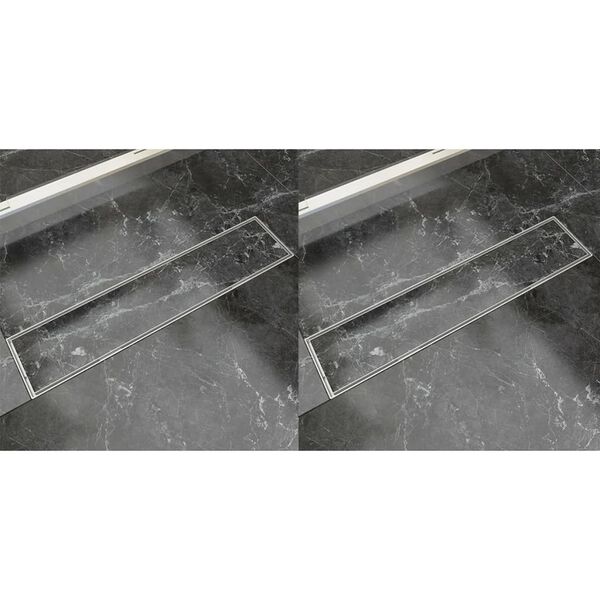 vidaXL Σιφόνια Ντουζιέρας Γραμμικά 2 τεμ. 530x140 χιλ. Ανοξείδ. Ατσάλι