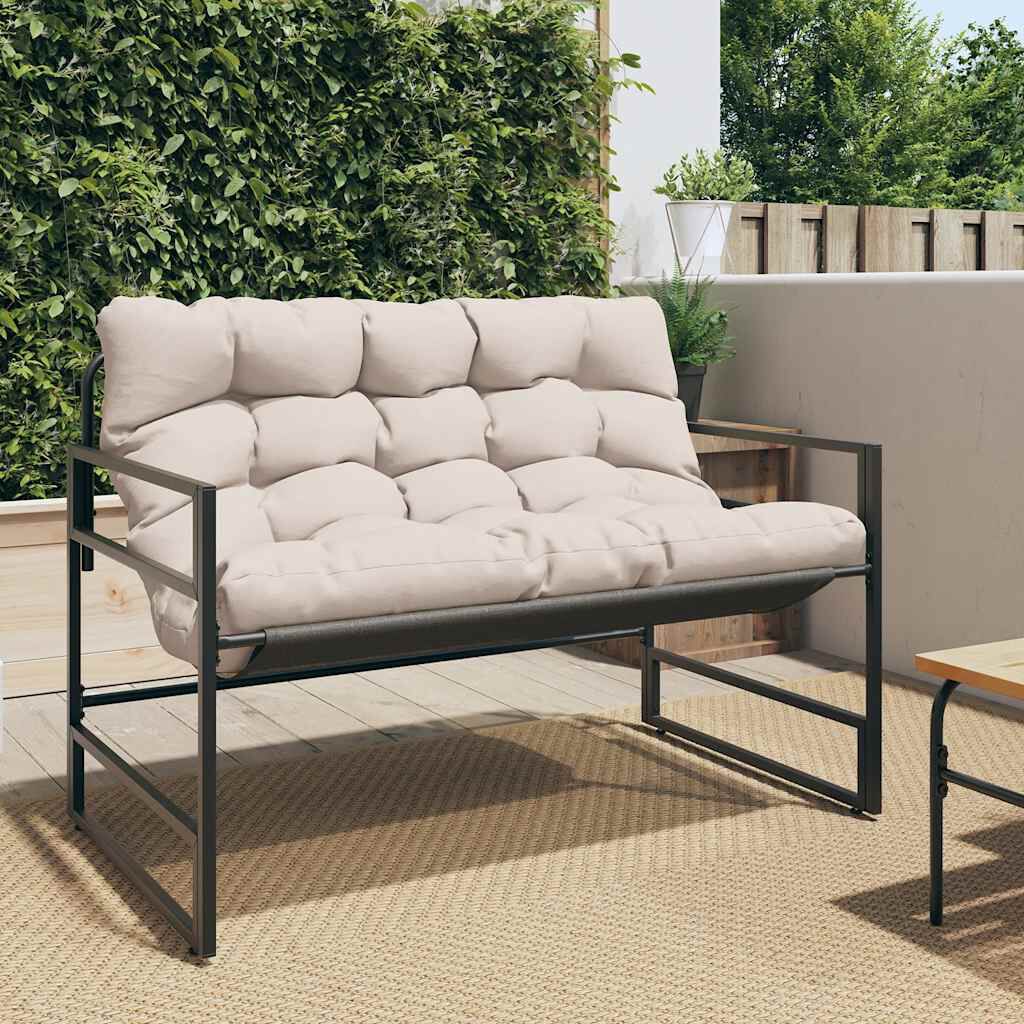 vidaXL Παγκάκι Κήπου Taupe 113 εκ. από Ατσάλι με Μαξιλάρι