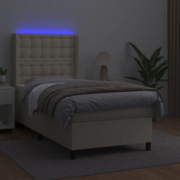 vidaXL &Kappa;&rho;&epsilon;&beta;ά&tau;&iota; Boxspring &mu;&epsilon; &Sigma;&tau;&rho;ώ&mu;&alpha; & LED &Kappa;&rho;&epsilon;&mu; 90x190 &epsilon;&kappa;. &Sigma;&upsilon;&nu;&theta;. &Delta;έ&rho;&mu;&alpha;