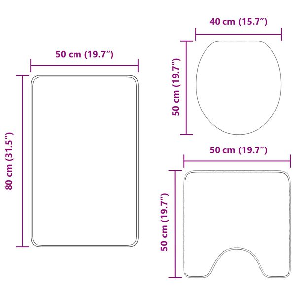 vidaXL Πατάκι μπάνιου 3 pcs Πορτοκαλί 50 x 50 cm Πολυπροπυλένιο