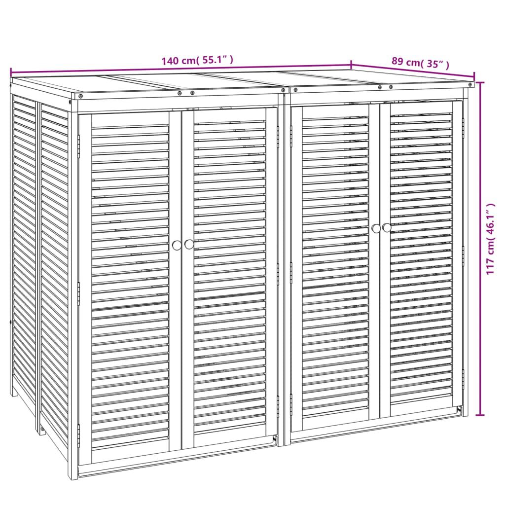 vidaXL Πλαίσιο Διπλού Κάδου Απορριμάτων 140x89x117 εκ. Μασίφ Ακακία