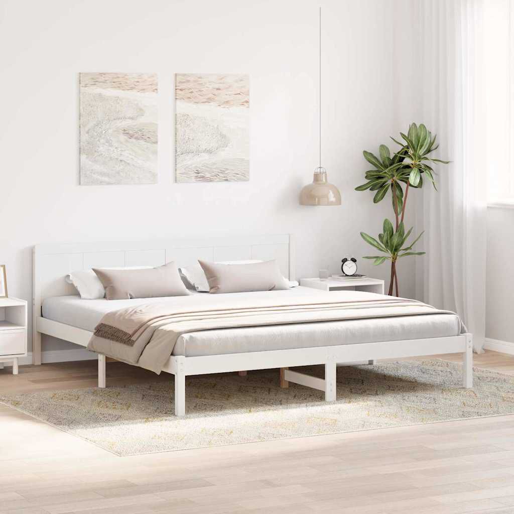 vidaXL Σκελετός Κρεβατιού Λευκό 180 x 200 cm Μασίφ ξύλο πεύκου