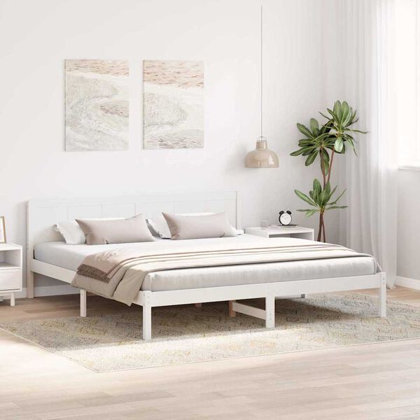 vidaXL Σκελετός Κρεβατιού Λευκό 180 x 200 cm Μασίφ ξύλο πεύκου