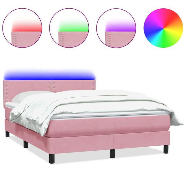 vidaXL &Kappa;&rho;&epsilon;&beta;ά&tau;&iota; Boxspring &mu;&epsilon; &Sigma;&tau;&rho;ώ&mu;&alpha; & LED &Rho;&omicron;&zeta; 140x210 &epsilon;&kappa;. &Beta;&epsilon;&lambda;&omicron;ύ&delta;&iota;&nu;&omicron;
