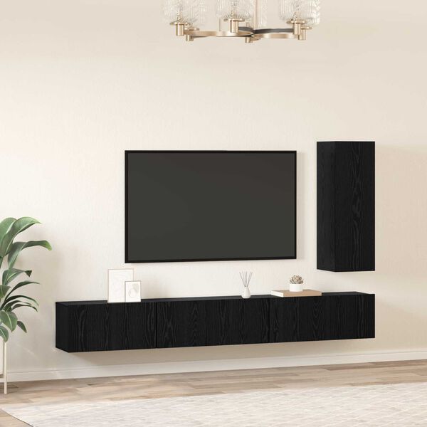 vidaXL Σετ επίπλου τηλεόρασης 4 pcs Μαύρη Δρυς 30.5 x 30 x 90 cm