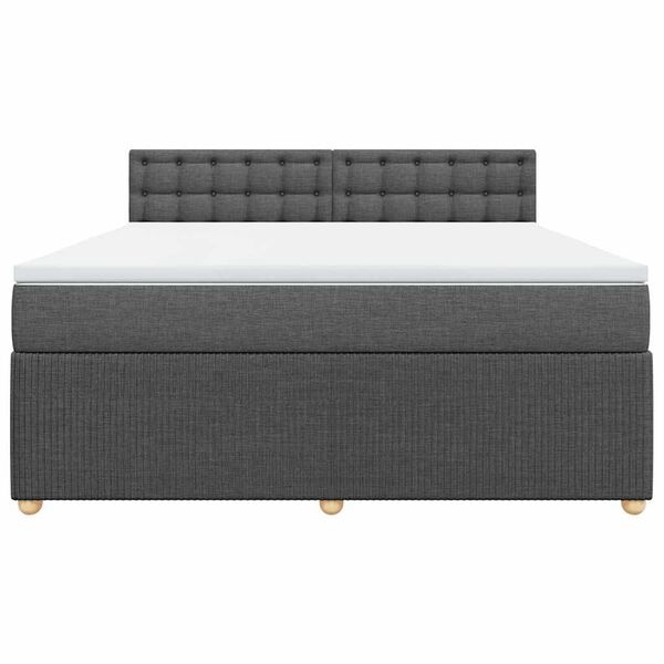 vidaXL Κρεβάτι Boxspring με Στρώμα Σκούρο Γκρι 180x200 εκ Υφασμάτιν