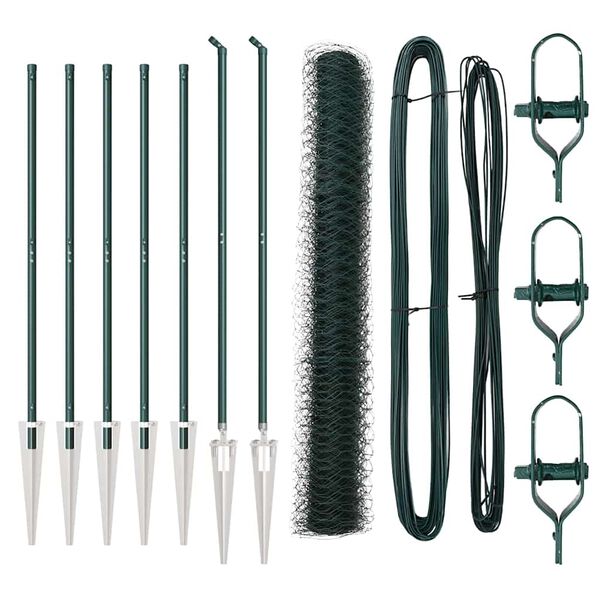 vidaXL Φράχτης με Στήλες. Πράσινο 1.4 x 10 m Ατσάλι με επικάλυψη PVC