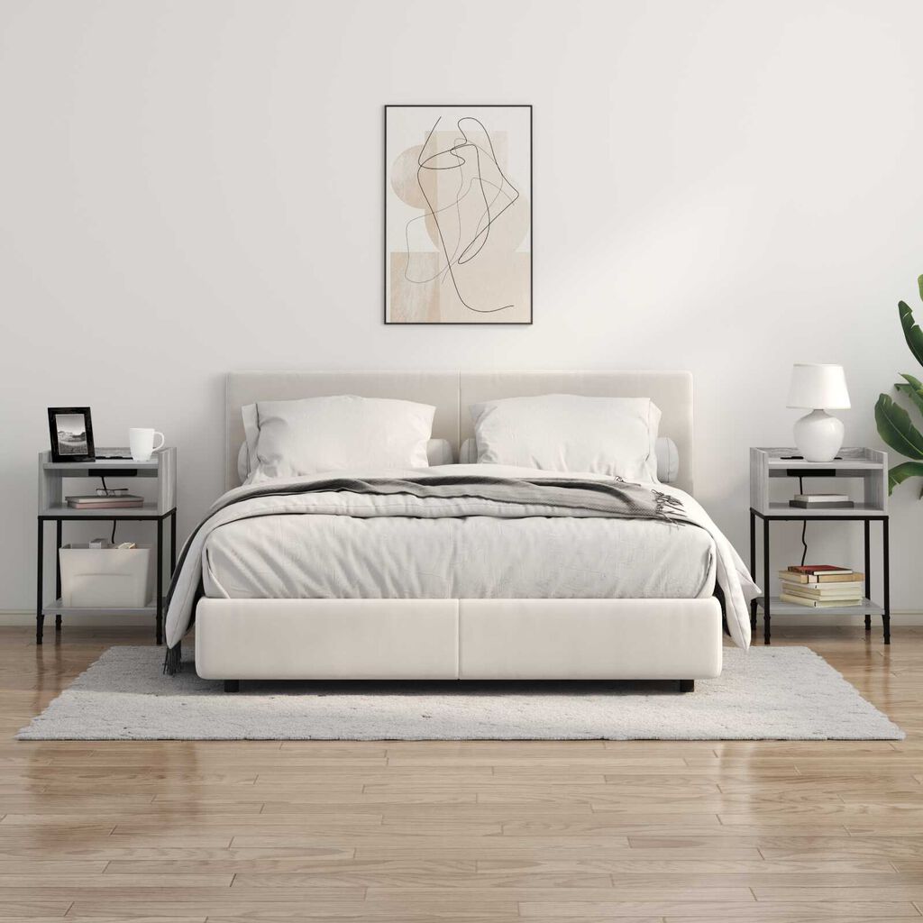 vidaXL Κουτιά Κρεβατοκάμαρας με ράφι 2 pcs Γκρι sonoma 40 x 40 x 61 εκ