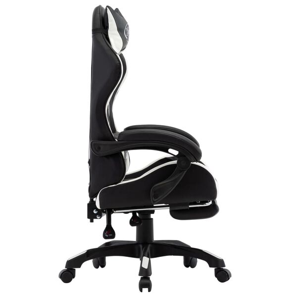 vidaXL Καρέκλα Racing με Υποπόδιο Λευκή/Μαύρη από Συνθετικό Δέρμα