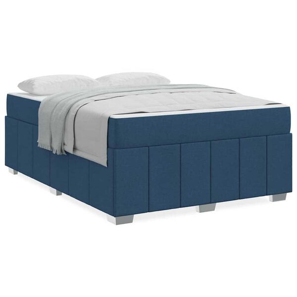 vidaXL Σκελετός Κρεβατιού με στρώμα Μπλε 160 x 200 cm ύφασμα