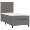 vidaXL Κρεβάτι Boxspring με Στρώμα & LED Γκρι 100x200 εκ. Συνθ. Δέρμα