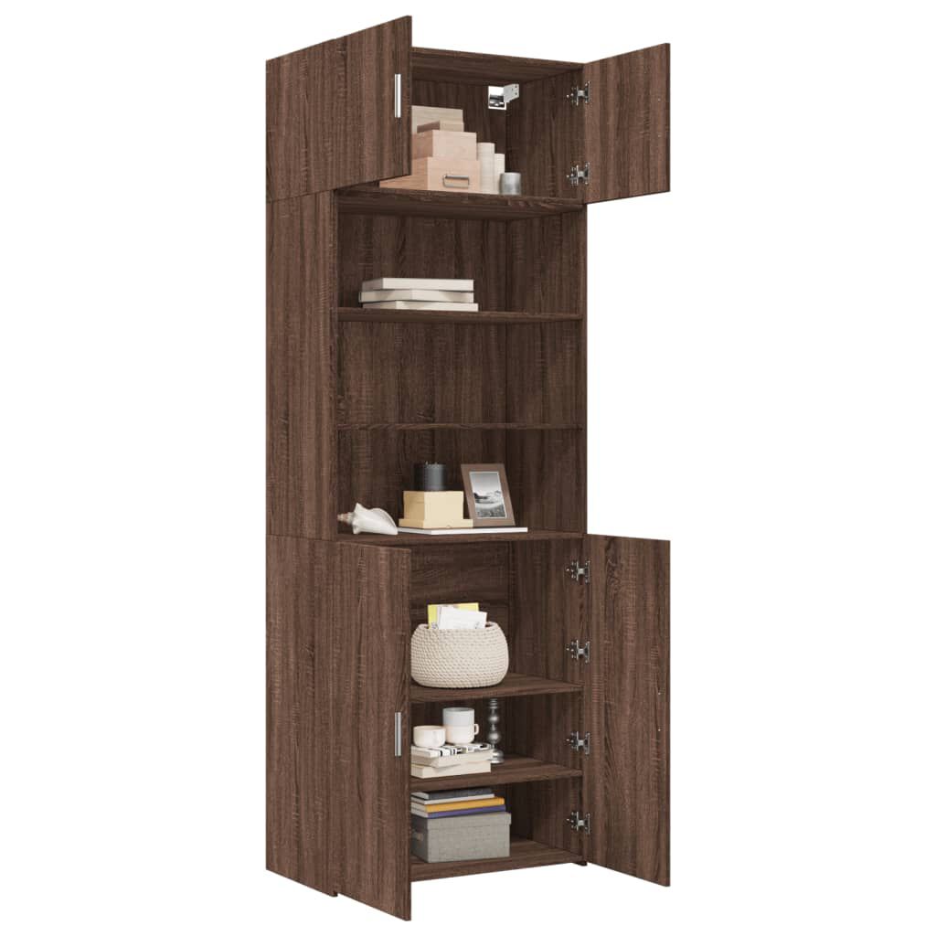 vidaXL Ραφιέρα με Ντουλάπια Καφέ Δρυς 80x42,5x225 εκ. από Επεξ. Ξύλο
