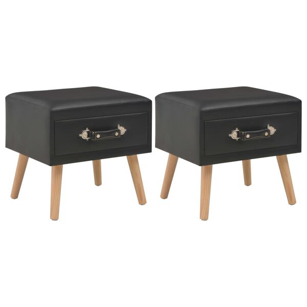 vidaXL Κομοδίνα 2 τεμ. Μαύρα 40 x 35 x 40 εκ. από Συνθετικό Δέρμα