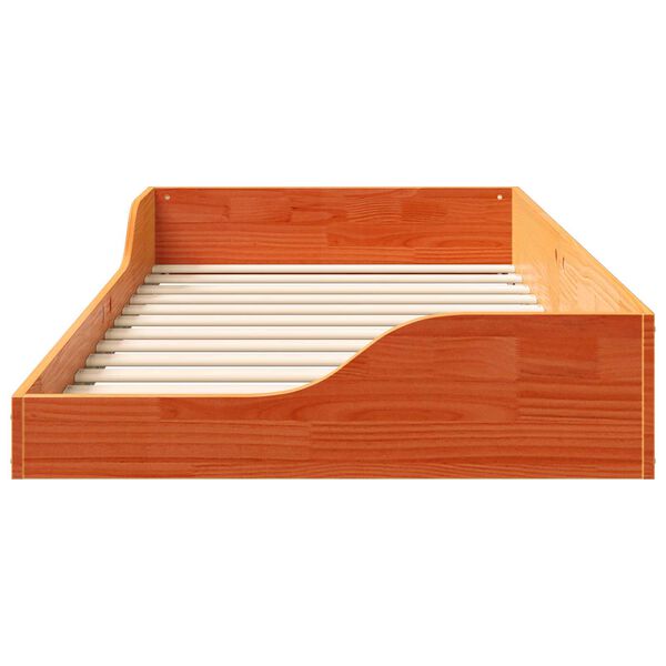 vidaXL Κρεβάτι δαπέδου Καφέ κεριού 90 x 190 cm Συμπαγές ξύλο πεύκου