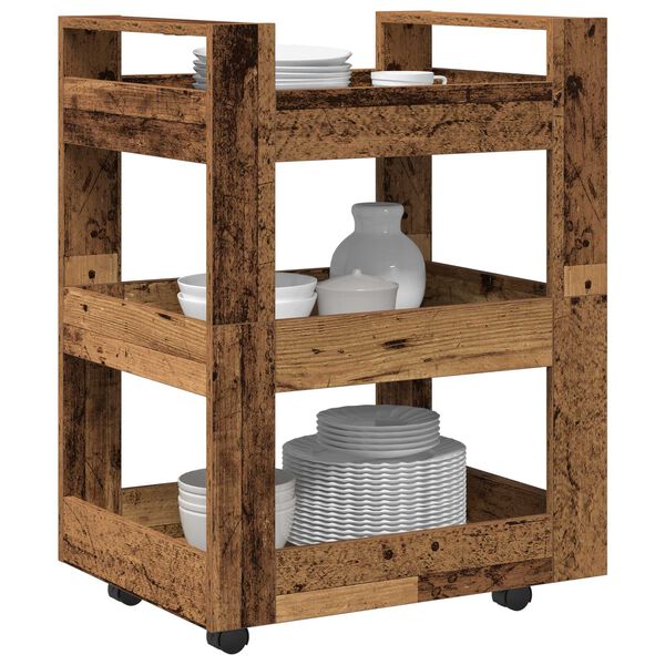 vidaXL Κινητός Τροχός Κουζίνας Παλιού Ξύλου 60x45x80 εκ. Κατασκευασμένο Ξύλο