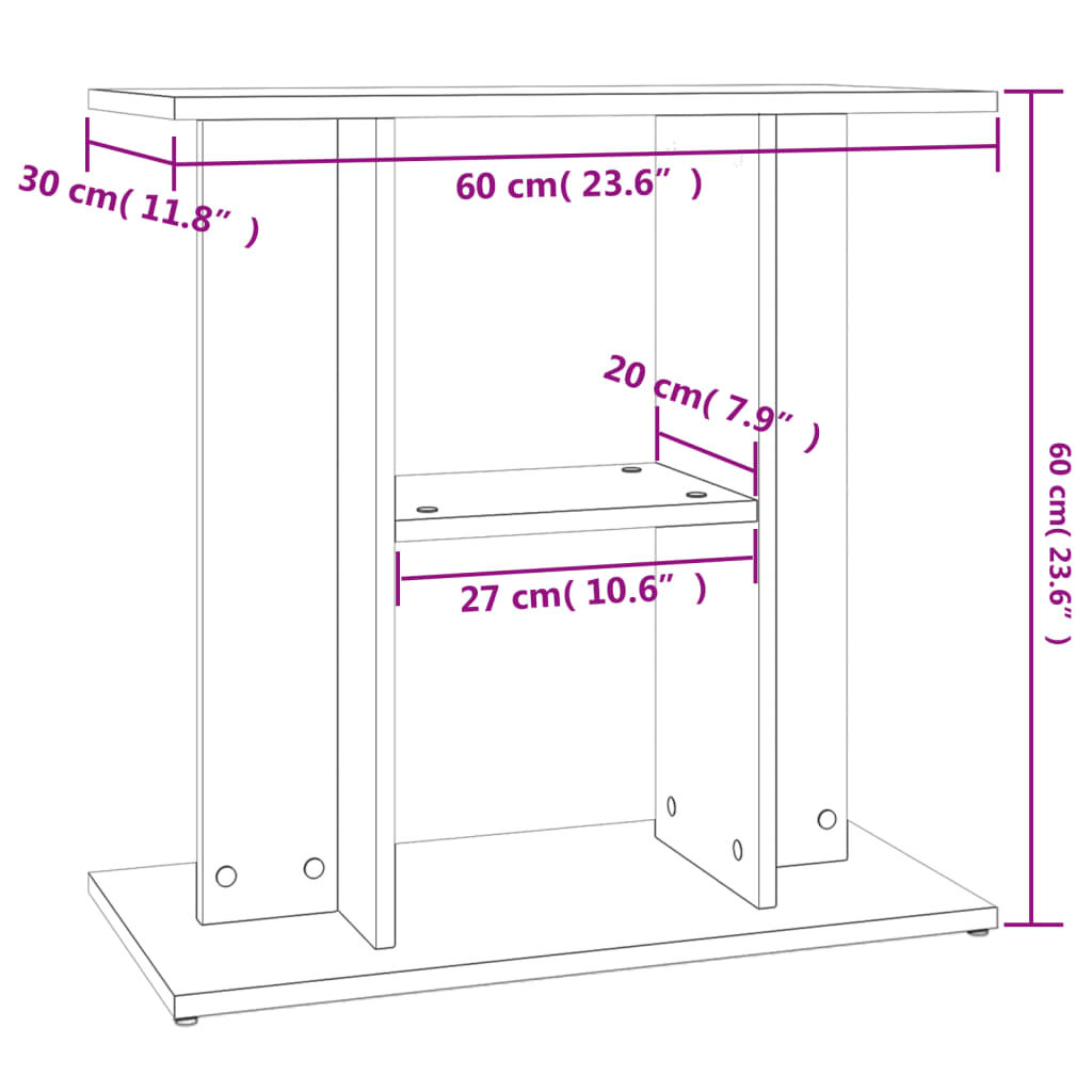 vidaXL Βάση Ενυδρείου Μαύρη 60 x 30 x 60 εκ. από Επεξεργασμένο Ξύλο