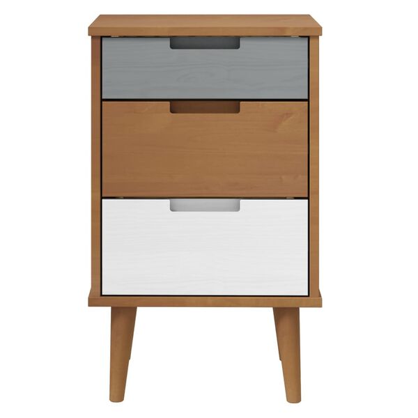 vidaXL Κομοδίνο MOLDE Καφέ 40 x 35 x 65 εκ. από Μασίφ Ξύλο Πεύκου