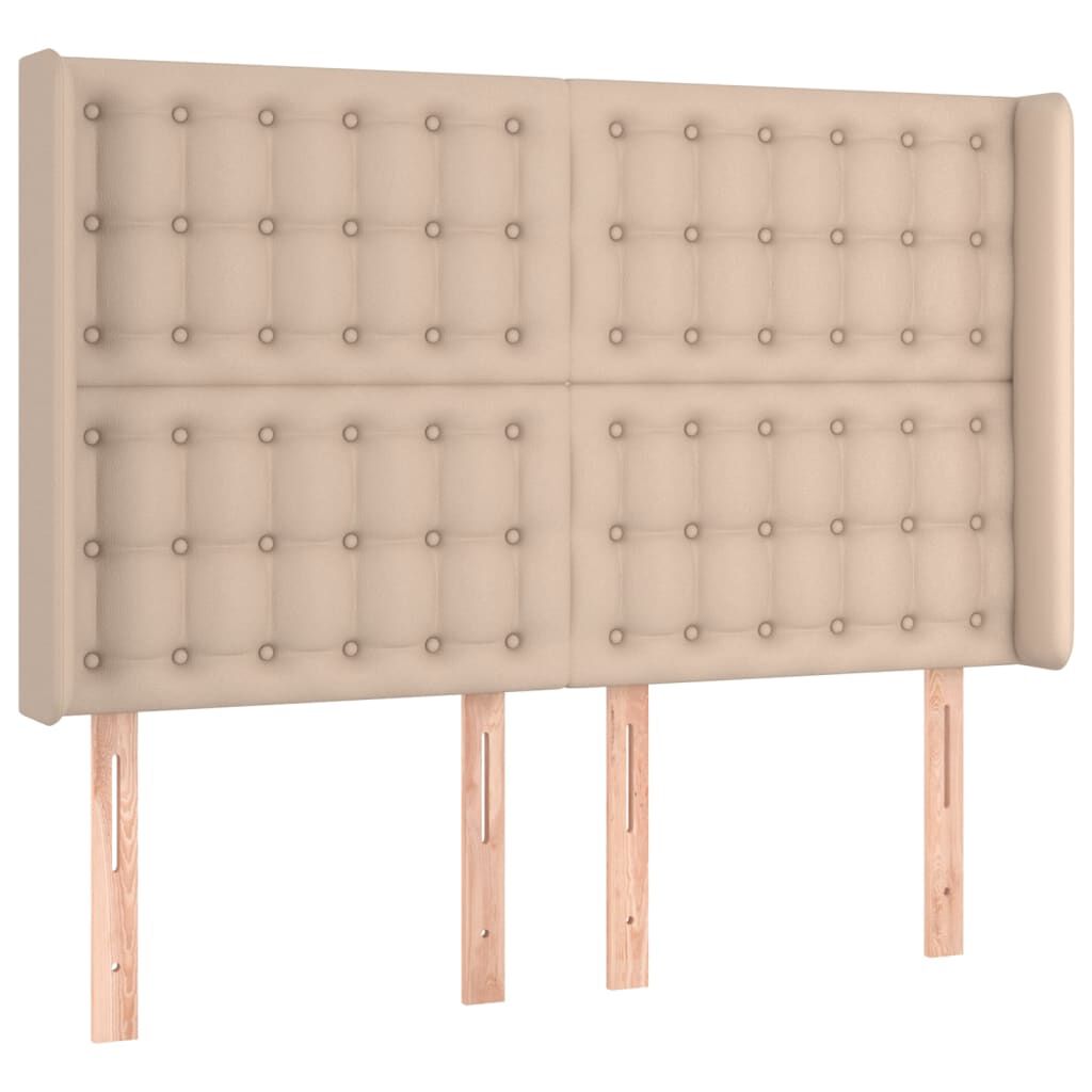 vidaXL Κρεβάτι Boxspring Στρώμα&LED Καπουτσίνο 140x190 εκ. Συνθ. Δέρμα