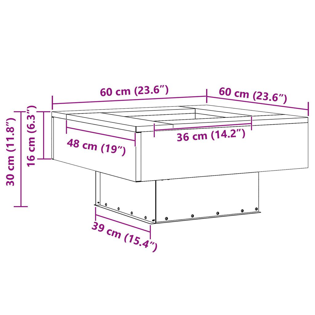 vidaXL Τετράγωνο Τζάκι 60x60x30 εκ από Ανοξείδωτο Χάλυβα