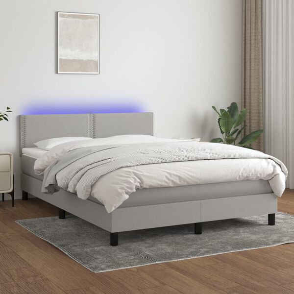 vidaXL &Kappa;&rho;&epsilon;&beta;ά&tau;&iota; Boxspring &mu;&epsilon; &Sigma;&tau;&rho;ώ&mu;&alpha; & LED &Alpha;&nu;.&Gamma;&kappa;&rho;&iota; 140x190&epsilon;&kappa;. &Upsilon;&phi;&alpha;&sigma;&mu;ά&tau;&iota;&nu;&omicron;