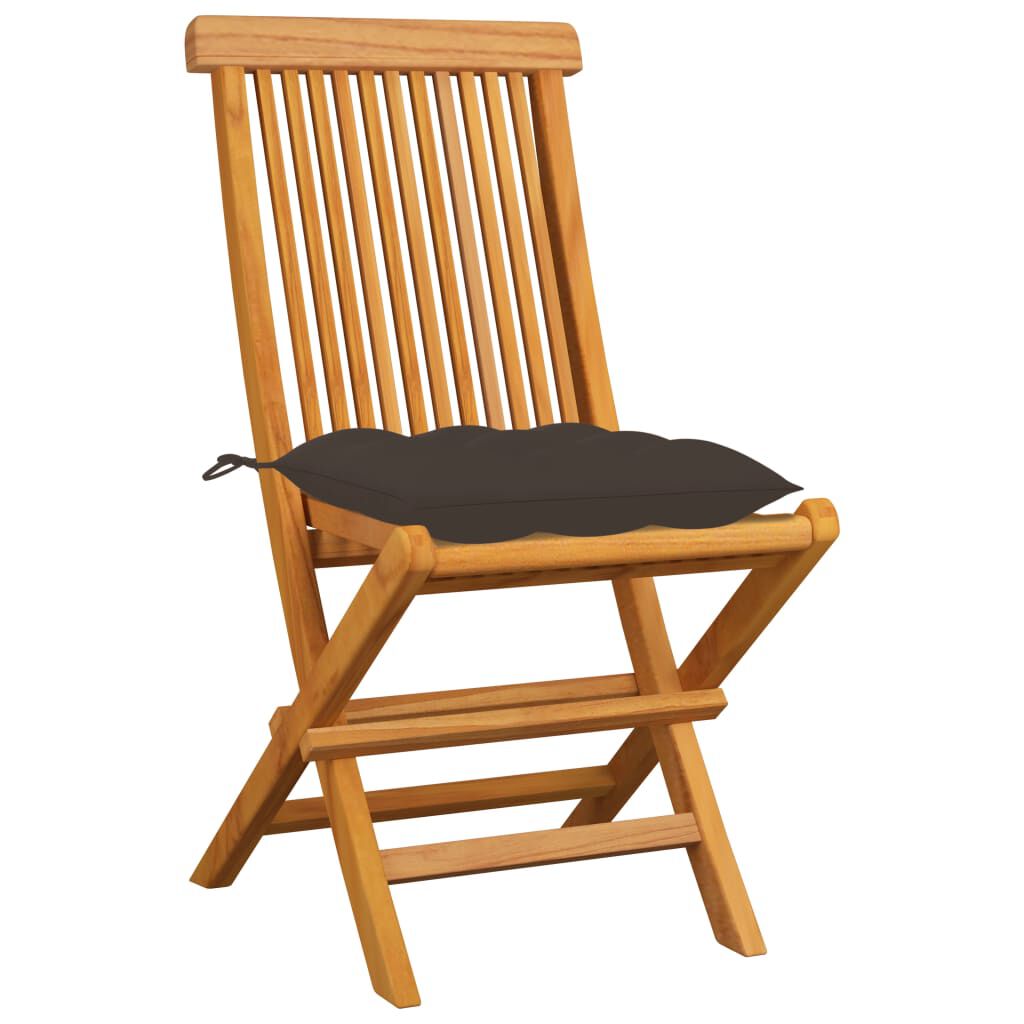vidaXL Καρέκλες Κήπου 4 τεμ. από Μασίφ Ξύλο Teak με Taupe Μαξιλάρια