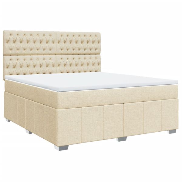 vidaXL &Kappa;&rho;&epsilon;&beta;ά&tau;&iota; Boxspring &mu;&epsilon; &Sigma;&tau;&rho;ώ&mu;&alpha; &Kappa;&rho;&epsilon;&mu; 180x200 &epsilon;&kappa;. &Upsilon;&phi;&alpha;&sigma;&mu;ά&tau;&iota;&nu;&omicron;