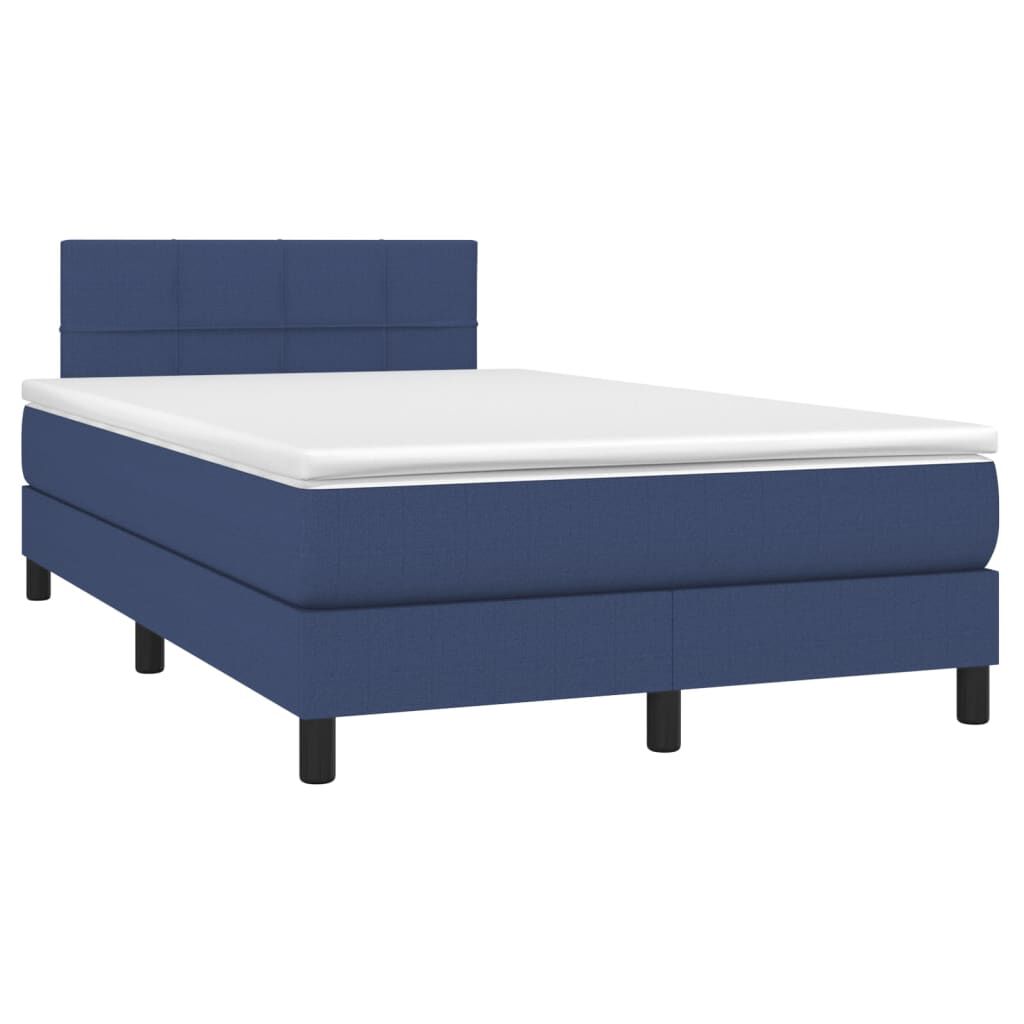 vidaXL Κρεβάτι Boxspring με Στρώμα Μπλε 120x200 εκ. Υφασμάτινο