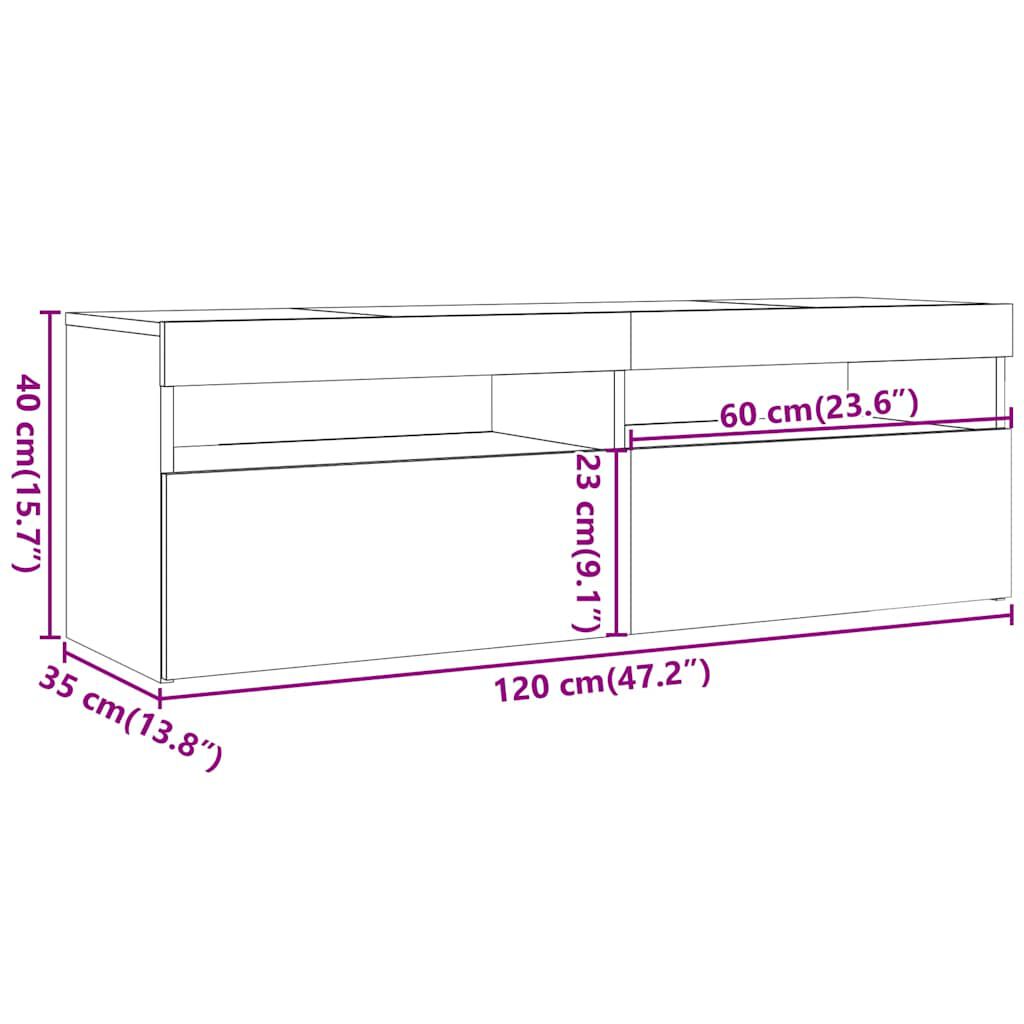 vidaXL Έπιπλο Τηλεόρασης με LED Γυαλιστερό Λευκό 120 x 35 x 40 εκ.