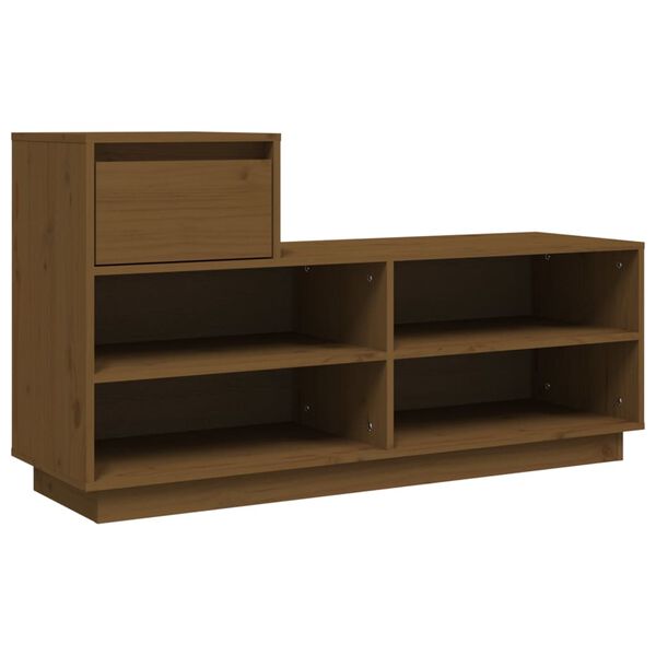 vidaXL Παπουτσοθήκη Καφέ Μελί 110 x 34 x 61 εκ. από Μασίφ Ξύλο Πεύκου