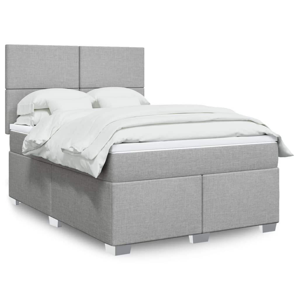 vidaXL Κρεβάτι Boxspring με Στρώμα Ανοιχτό Γκρι 140x200 εκ. Υφασμάτινο