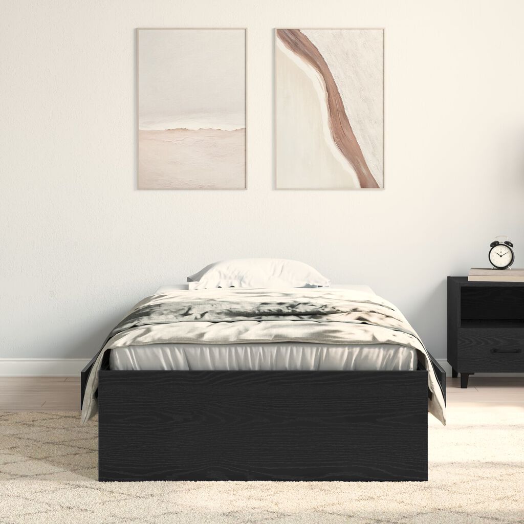 Bed Frame μαύρο δρυς 90x190 εκ. Επεξεργασμένο ξύλο