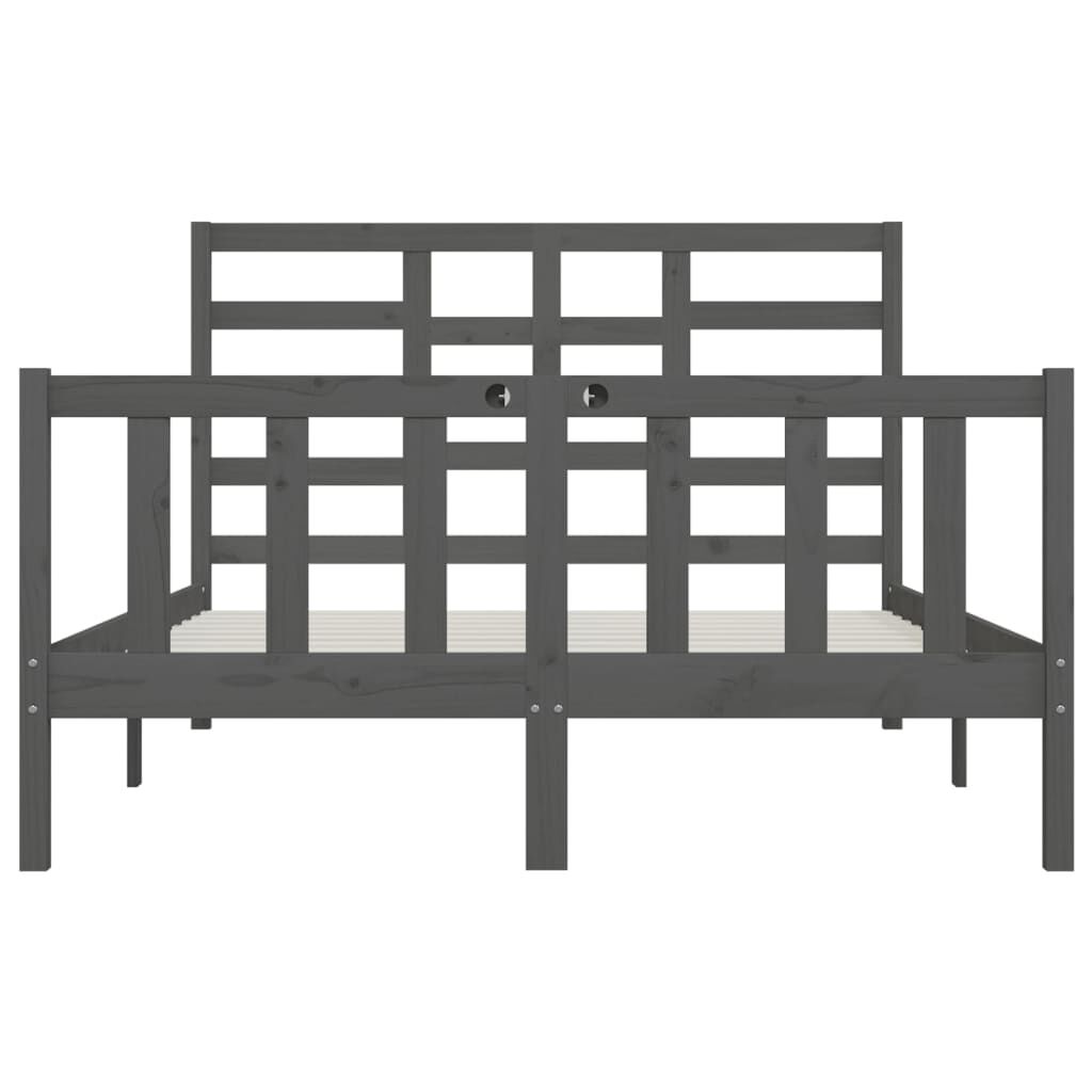 vidaXL Πλαίσιο Κρεβατιού Γκρι 150 x 200 εκ. Μασίφ Ξύλο King Size