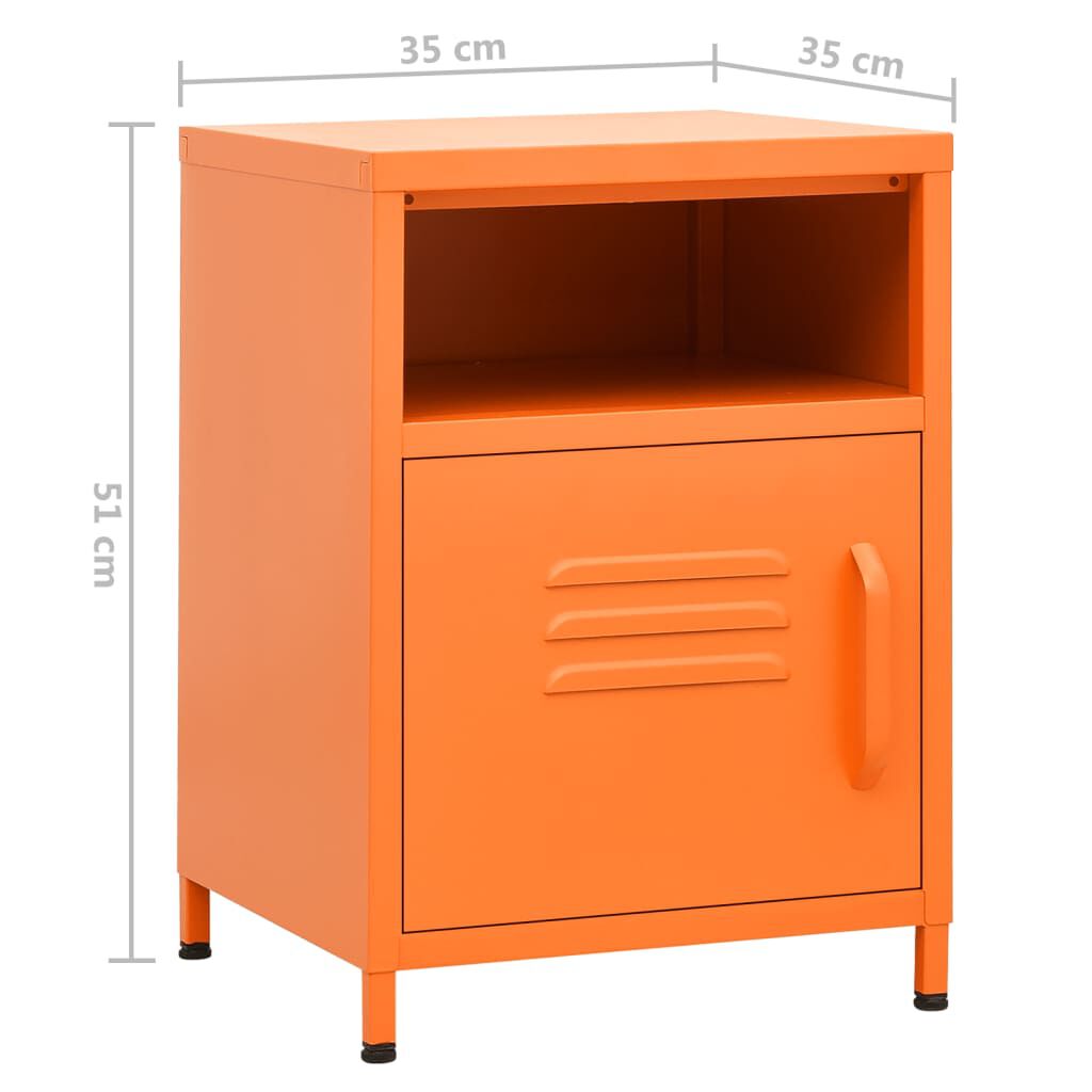 vidaXL Κομοδίνο Πορτοκαλί 35 x 35 x 51 εκ. από Ατσάλι