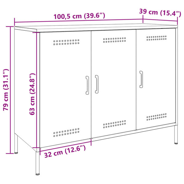 vidaXL Ντουλάπι Λευκό 100,5x39x79 εκ. από Χάλυβα