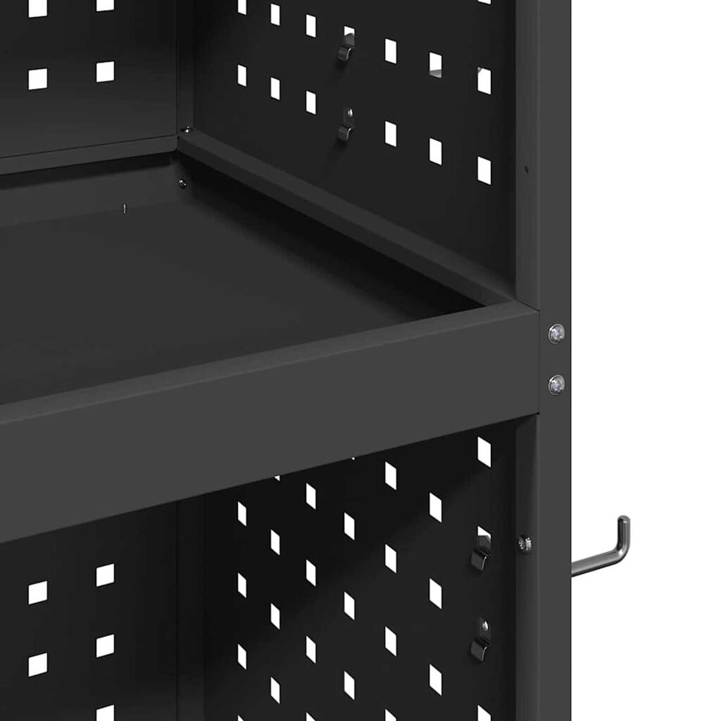 vidaXL Καρότσι εργαλείων με ράφι Μαύρο 65 x 35 x 111 εκ Κρύα χάλυβας